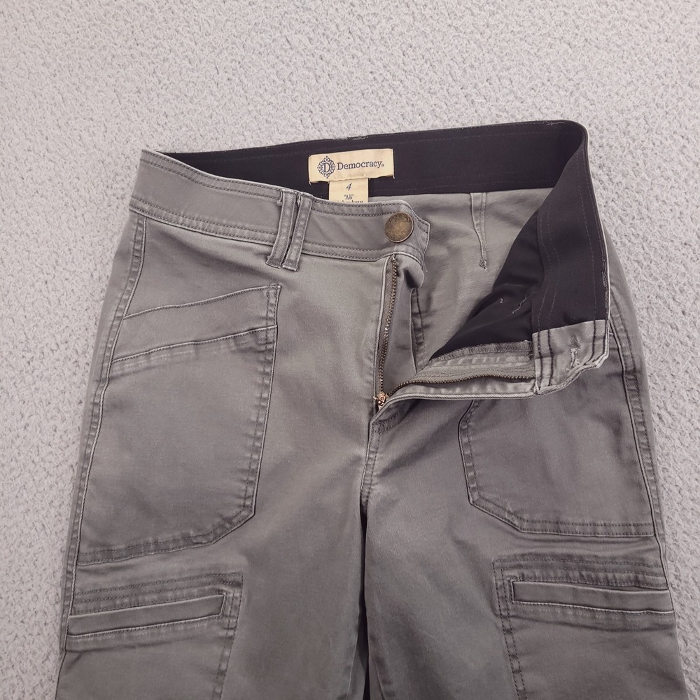DEMOCRACY Pants Size 4 Gray Mid Rise Roll Cuff Cargo Utility "Ab" Tech - Picture 7 of 16